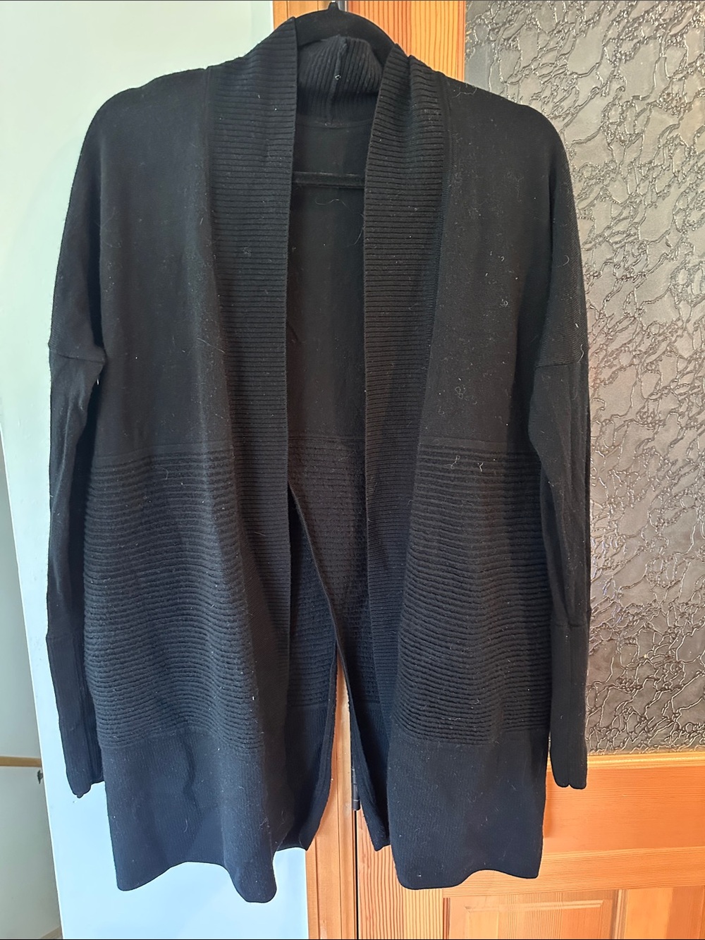Athleta Classic Open-Front Black Knit Cardigan